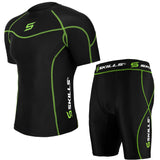 Men's Black / Green Compression Base Layer Short sleeve shirt and shorts Set - Skills Outfit Pty Ltd