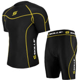 Men's Black / Fluro Compression Base Layer Short sleeve shirt and shorts Set